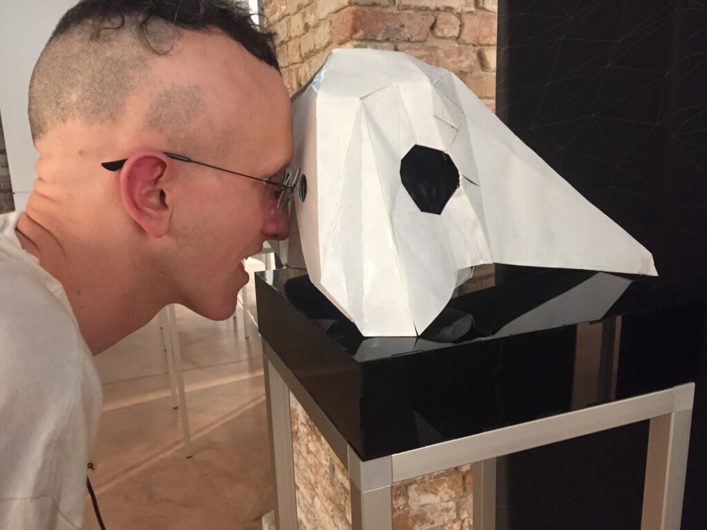 Demonstration of Phage custom headset at Venice Biennale.